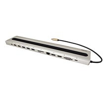 Aten Docking station USB C -> USB 3.0 + 2.0 + USB C, VGA/HDMI, HDMI, audio, 1Gb LAN, čtečka karet, USB C (PD) (UH3237)