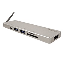 Aten Multiport adaptér USB C (M) -> HDMI A(F) (4K@30Hz), 2x USB3.0 A(F), SD, USB C (PD) (UH3239)