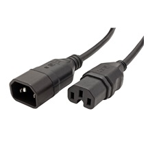 EFB Kabel síťový prodlužovací, IEC320 C14 - C15, 3x 1mm2, 1m, černý