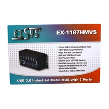 ExSys USB 5Gbps (USB 3.0) Hub, 7x USB3.0 A(F), kovový, na DIN lištu  (EX-1187HMVS)