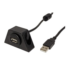 goobay USB 2.0 kabel prodlužovací A-A, M-F, 0,6m s držákem, černý