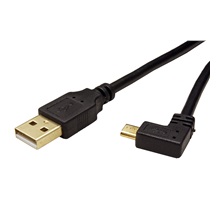 InLine USB 2.0 kabel USB A(M)-USB micro (M) lomený vpravo, 0,5m, černý, zlacené konektory