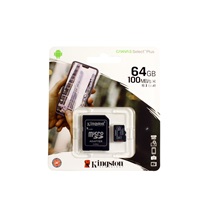 KINGSTON Paměťová karta microSDHC, 64GB, class10 UHS-I, Canvas Select Plus + adaptér na SD kartu