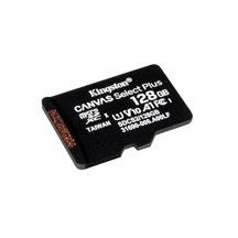 KINGSTON Paměťová karta microSDHC, 128GB, class10 UHS-I, Canvas Select Plus + adaptér na SD kartu