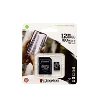 KINGSTON Paměťová karta microSDHC, 128GB, class10 UHS-I, Canvas Select Plus + adaptér na SD kartu
