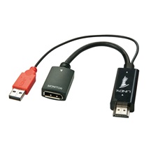 Lindy Konvertor HDMI A(M) -> DP(F) + USB A(M), 4K@30Hz