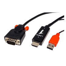 Lindy Kabel HDMI -> VGA, napájení USB A(M), 2m