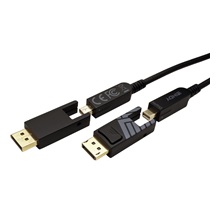Lindy DisplayPort aktivní optický kabel v.1.4 (HBR3, 8K@30Hz), miniDP(M) - miniDP(M) + redukce na DP, 100m