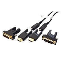 Lindy HDMI 2.0 aktivní optický kabel, Ultra-HD (18G), 2x microHDMI D(M) + redukce na HDMI a DVI, 50m