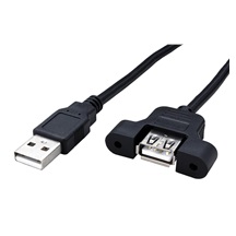 Ostatní USB 2.0 prodlužovací kabel USB A(M) - USB A(F), panelový, 0,6m, černý