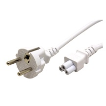 Ostatní Kabel síťový k notebooku, CEE 7/7(M) - IEC320 C5 (trojlístek), 1,8m, bílý, přímý