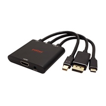 ROLINE Konvertor mini DP / DP / USB C -> HDMI, 4K@60Hz, 15cm