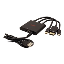 ROLINE Konvertor mini DP / DP / USB C -> HDMI, 4K@60Hz, 15cm