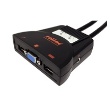 ROLINE KVM přepínač (USB klávesnice a myš, VGA, Audio) 2:1 USB, integrované kabely