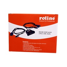 ROLINE KVM přepínač (USB klávesnice a myš, VGA, Audio) 2:1 USB, integrované kabely