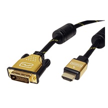 ROLINE GOLD DVI-HDMI kabel, DVI-D(M) - HDMI M, 1m