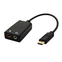 Value Adaptér USB C(M) - 2x jack 3,5F,sluchátka + mikrofon pro smartphony a tablety