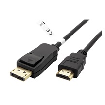 goobay DisplayPort - HDMI kabel, DP(M) ->  HDMI M, 4K@30Hz, zlacené konektory, 2m