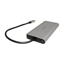 Lindy Multiport adaptér USB C (M) -> HDMI A(F) / DP(F) (4K@30Hz)  , 2x USB3.0 A + USB C, SD, 1Gb LAN, audio, PD 100W