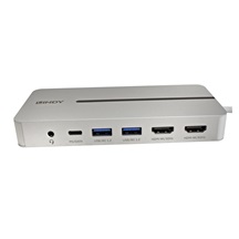 Lindy Multiport adaptér USB C (M) -> 2x HDMI A(F) (4K@30Hz)  , 2x USB3.0 A + USB C, 1Gb LAN, audio, PD 100W