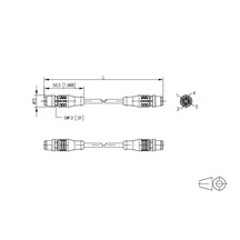 METZ CONNECT Kabel M12 4pin (M) kód D - M12 4pin (M) kód D, 2m