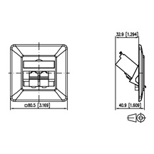 METZ CONNECT E-DAT Zásuvka kat. 6a, pod omítku, 2x RJ45 (MC moduly), bílá