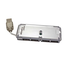 Value USB 2.0 Hub mini 4 porty, integrovaný vstupní kabel, stříbrný, se zdrojem