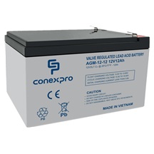 Conexpro baterie AGM 12V, 12Ah, životnost 5 let, Faston 6,3