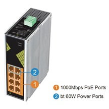 Conexpro GNT-IG1008GP-DC, Průmyslový PoE switch na DIN lištu, 8x LAN, 8x PoE