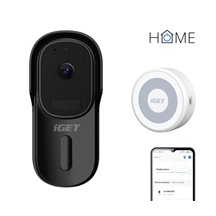 Solarix iGET HOME Doorbell DS1 Black + iGET CHIME CHS1 White - Inteligentní bateriový videozvonek v setu s reproduktorem