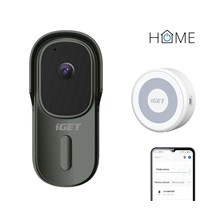 Solarix iGET HOME Doorbell DS1 Anthracite + iGET CHIME CHS1 White - Inteligentní bateriový videozvonek v setu s reproduktorem