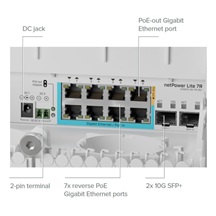 MikroTik CSS610-1Gi-7R-2S+OUT, netPower Lite 7R reverzní switch