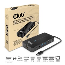 Club3D hub USB-C, 7-in-1 hub s 2x HDMI, 2x USB Gen1 Type-A, 1x RJ45, 1x 3.5mm audio, 1x USB Gen1 Type-C, 100W PD