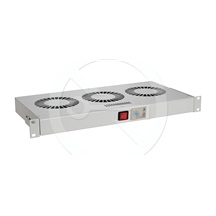 Solarix Chladící jednotka 19" 1U 3 ventilátory s bimetalovým termostatem RAL 7035 do 19" lišt VJ19-3-T-G