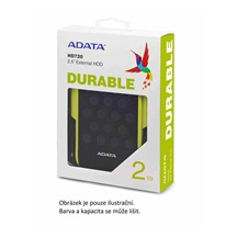 ADATA Externí HDD 2TB 2,5" USB 3.2, DashDrive™ Durable HD720, G-sensor, černý, (gumový, vodě/nárazu odolný)