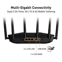 ASUS TUF-BE6500 (BE6500) WiFi 7 Extendable Gaming Router, 4x 2.5G, AiMesh