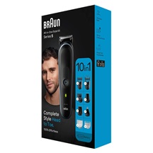 Braun All-In-One Series 5 MGK5445 zastřihovač, vlasy, vousy a chloupky, 10v1, baterie, ocelová čepel