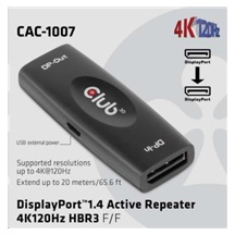 Club3D Adaptér aktivní DisplayPort 1.4 Repeater 4K120HZ HBR3 (F/F), černá