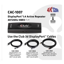 Club3D Adaptér aktivní DisplayPort 1.4 Repeater 4K120HZ HBR3 (F/F), černá