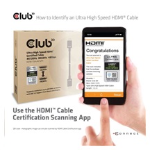 Club3D Adaptér HDMI 2.1 Ultra Rychlý HDMI™ Certifikovaný 4K120Hz, 8K60Hz, 48Gbps (M/M 1.5 m/4.92 ft), 28 AWG