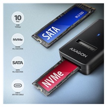 AXAGON ADM2-CM USB-C 10Gbps - M.2 NVMe & SATA SSD adaptér, kabel USB-C 10cm