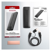 AXAGON EEM2-GTS2, USB-C 10Gbps - M.2 NVMe & SATA SSD kovový THIN box, bezšroubkový