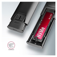 AXAGON EEM2-GTS2, USB-C 10Gbps - M.2 NVMe & SATA SSD kovový THIN box, bezšroubkový