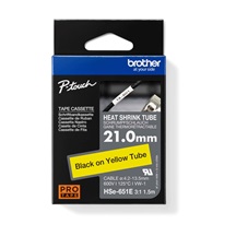 HSE-651E - černý tisk na žluté, šířka 21,0 mm