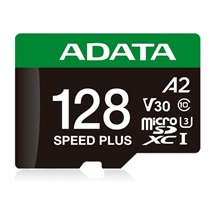 ADATA MicroSDXC karta 128GB Speed Plus, U3, C10, A2, V30 (R:180/W:160 MB/s) + SD adaptér
