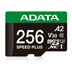 ADATA MicroSDXC karta 256GB Speed Plus, U3, C10, A2, V30 (R:180/W:160 MB/s) + SD adaptér