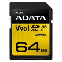 ADATA SDXC karta 64GB UHS-I U3 Class 10, Premier One (R: 290MB / W: 260MB)