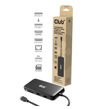 Club3D Dokovací stanice 8v1, USB-C 3.2, 1xHDMI, 1xDP, 2xUSB, 1xmicroSD/SD, 1xUSB-C PD100W, 1xRJ45, černá
