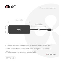 Club3D Dokovací stanice 8v1, USB-C 3.2, 1xHDMI, 1xDP, 2xUSB, 1xmicroSD/SD, 1xUSB-C PD100W, 1xRJ45, černá
