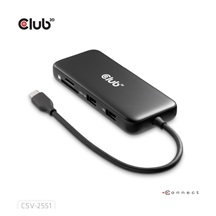 Club3D Dokovací stanice 8v1, USB-C 3.2, 1xHDMI, 1xDP, 2xUSB, 1xmicroSD/SD, 1xUSB-C PD100W, 1xRJ45, černá